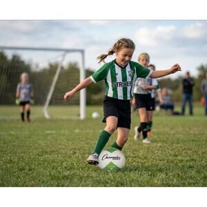 Champion Sports Challenger 4 Soccer Ball Youth Ages 8 - 12 White Green